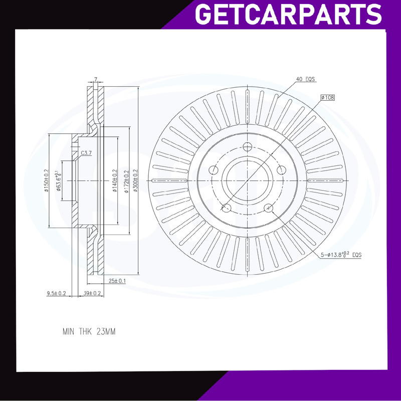 Ford Transit Connect 2013 - 2025 Pair Front Vented Brake Discs 300mm 1.0/1.5/1.6 gallery