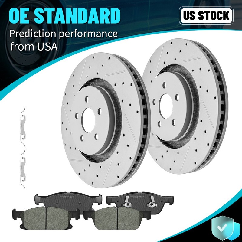 Front Disc Rotors + Ceramic Brake Pads For 2019 2020 2021 Lincoln Nautilus Edge