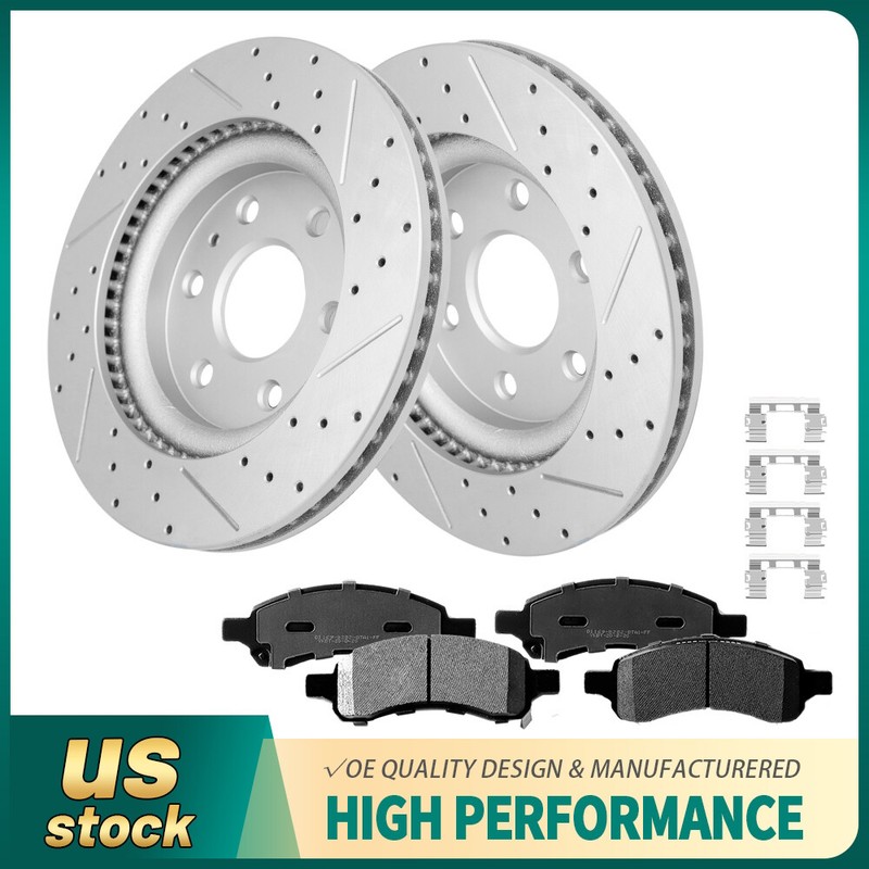 Front Drilled Rotors Brake Pads for GMC Acadia 2007 2008 2009 2010 2011-2016
