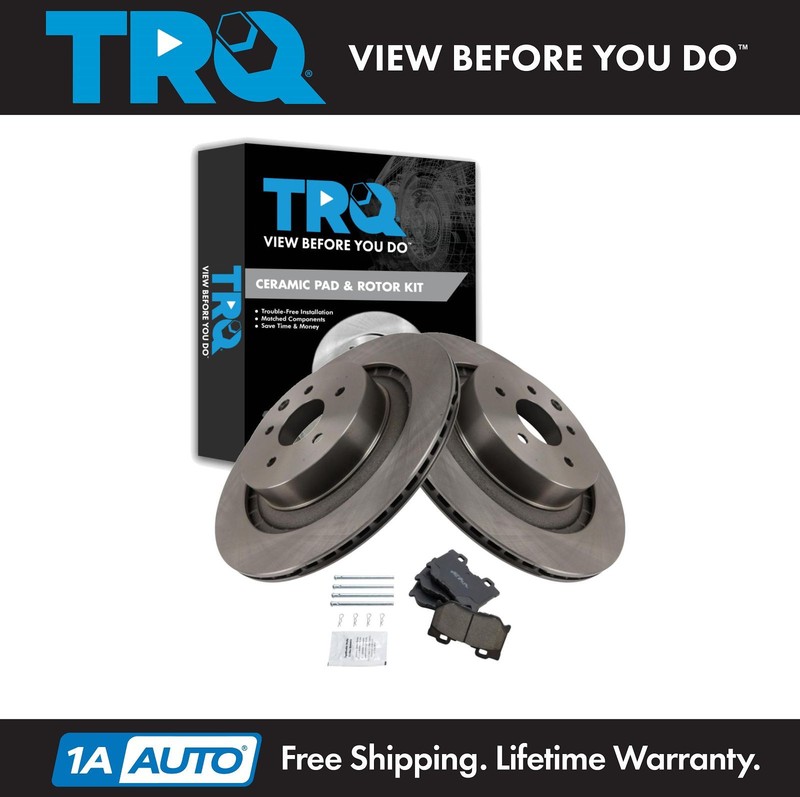 TRQ Rear Brake Pad & Rotor Kit Ceramic For 09-19 370Z 08-13 G37 14-15 Q60
