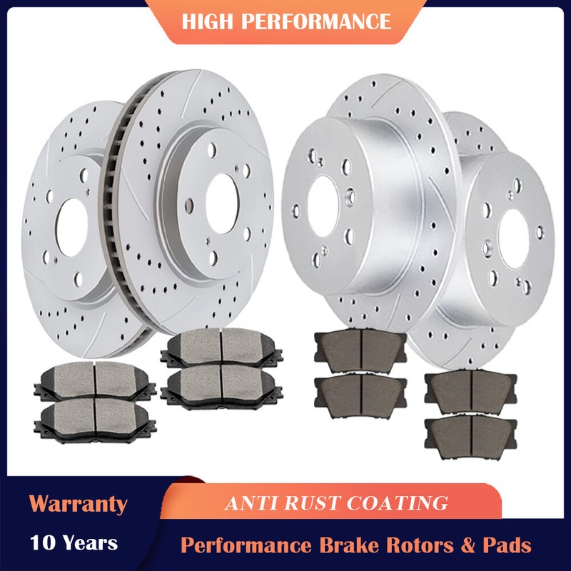 Front Rear Disc Rotors Ceramic Brake Pads for 2006-2018 Toyota RAV4 Lexus HS250h