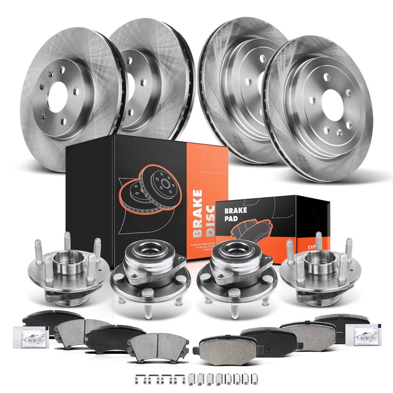 Front & Rear Rotor & Ceramic Brake Pad + Hub Bearing for Chevrolet Camaro 10-15