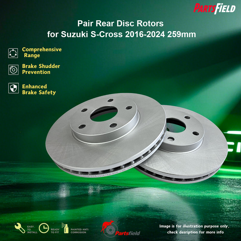 Pair Rear Disc Rotors for Suzuki S-Cross 2016-2024 259mm