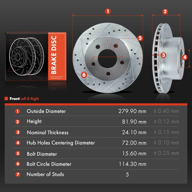 Front Drilled Brake Rotors for Jeep Cherokee 1990-1999 Wrangler Comanche 280mm gallery