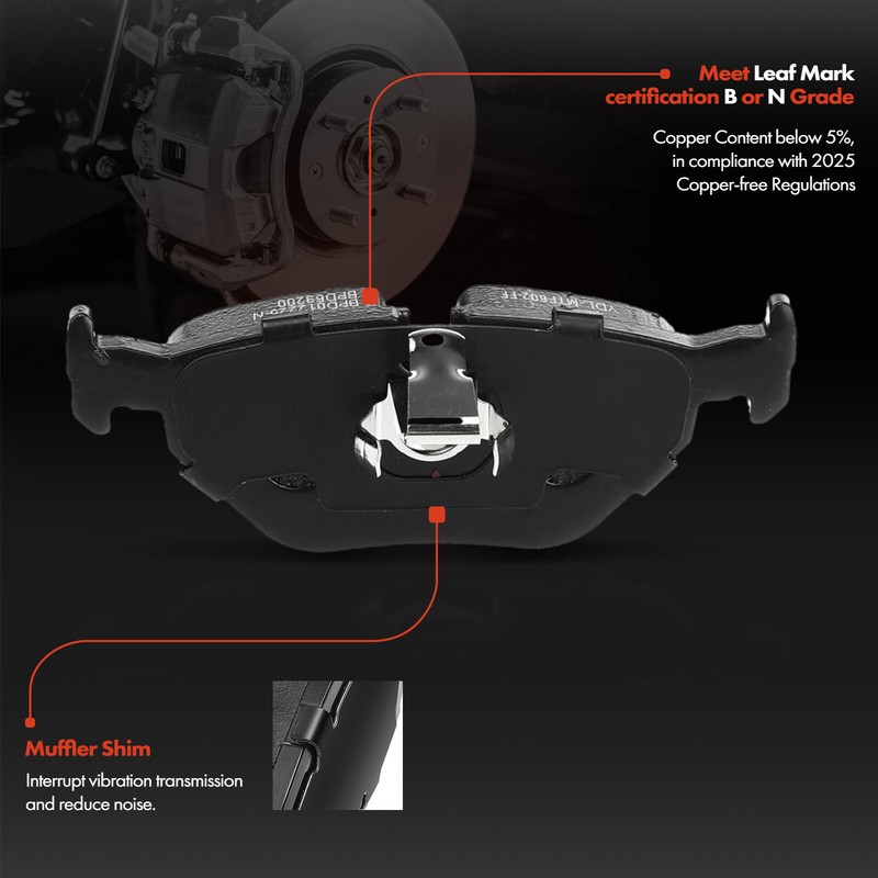 Rear LH & RH Drilled Brake Rotor & Brake Pad for BMW 325xi E46 2001-2005 L6 2.5L gallery