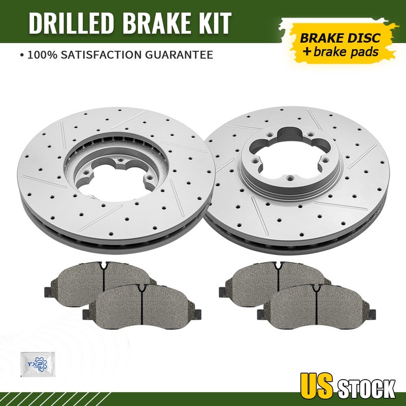 Front Driilled Rotors Ceramic Pads for Ford Transit-150 Transit-250 Transit-350