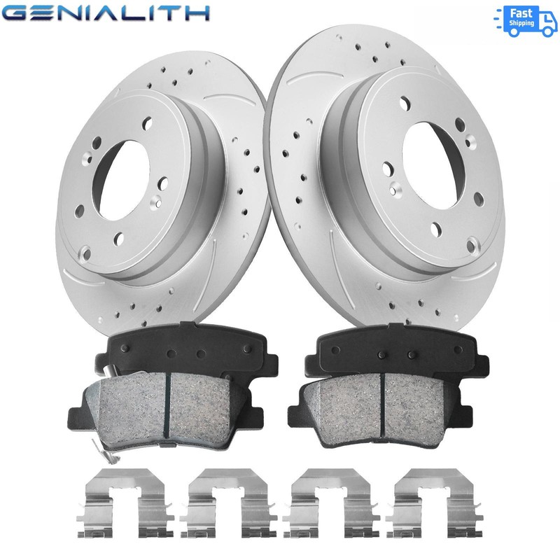 Rear Drilled Brake Rotors & Ceramic Pads for Hyundai Sonata 2008-2009