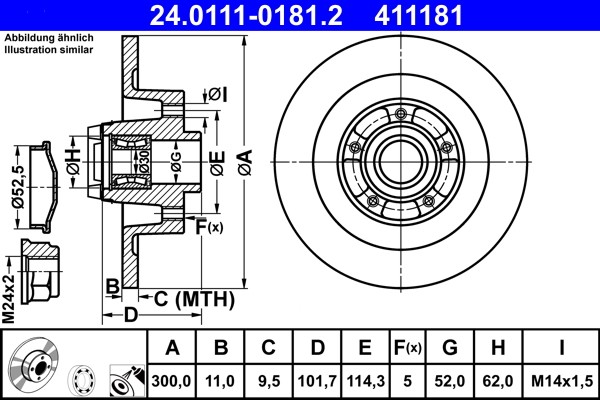 ATE 24.0111-0181.2 Brake Disc for Renault