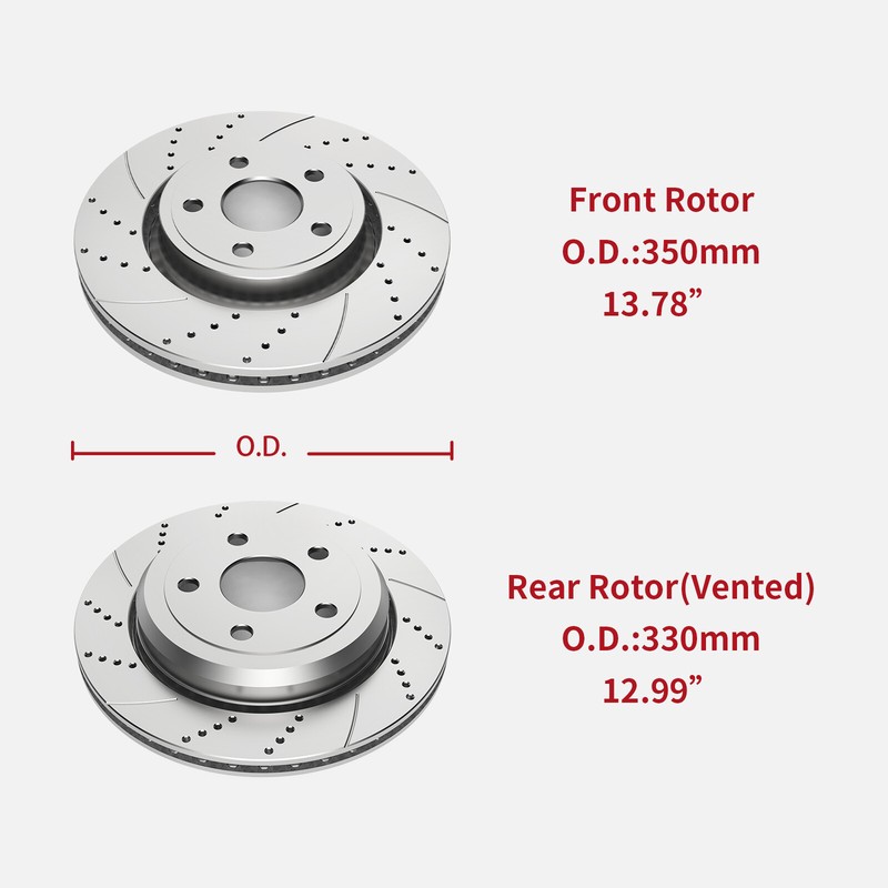 Front and Rear Brake Rotors Pads fit for Dodge Durango 2012-2020 Drilled Slotted gallery
