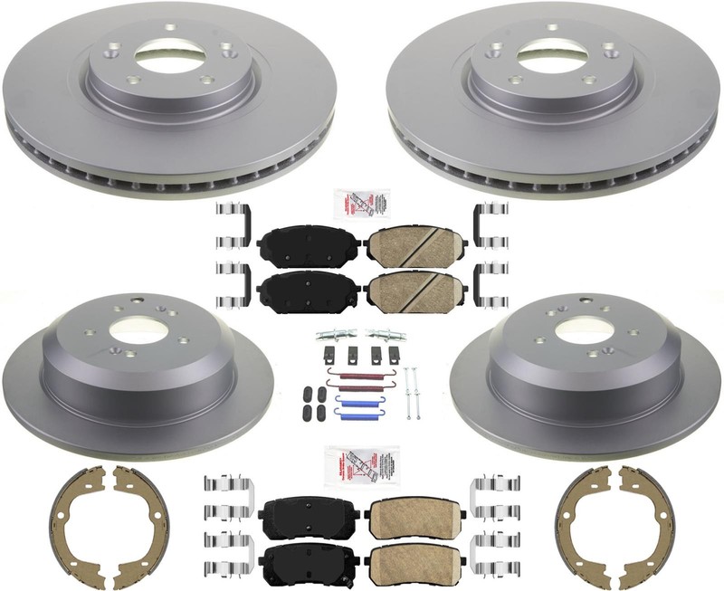AmeriBRAKES Coated Brake Rotors Ceramic Brake Pads Fits Hyundai Veracruz 07-2012
