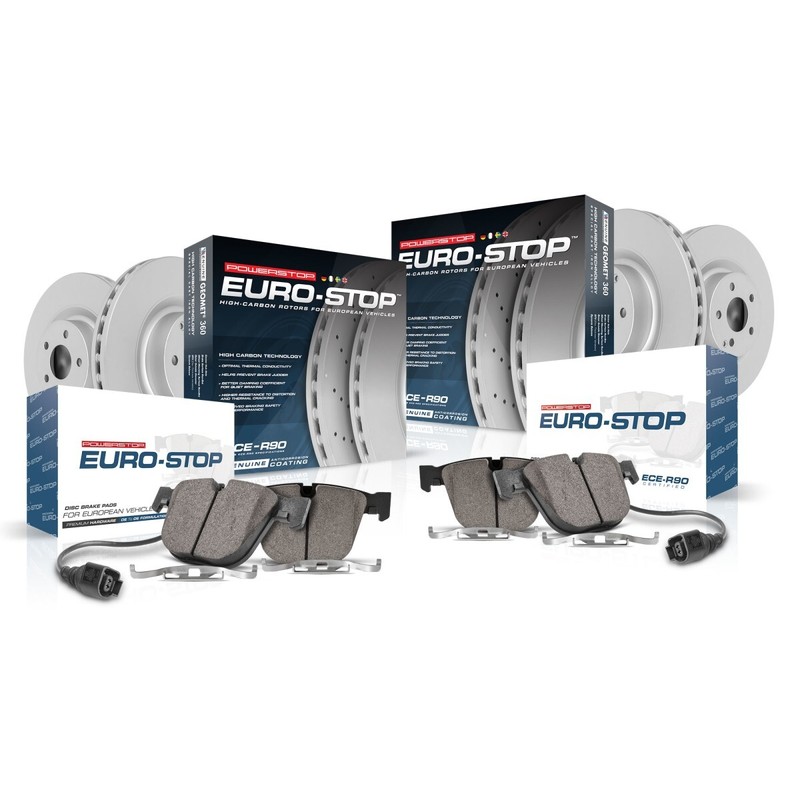 ESK5749 Powerstop Brake Disc and Pad Kits 4-Wheel Set Front & Rear for VW Sedan