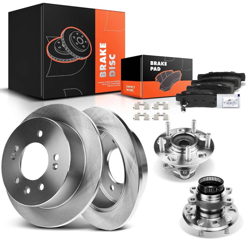 Rear Disc Brake Rotors & Brake Pads + Hub Bearing for Hyundai Elantra 2007-2010