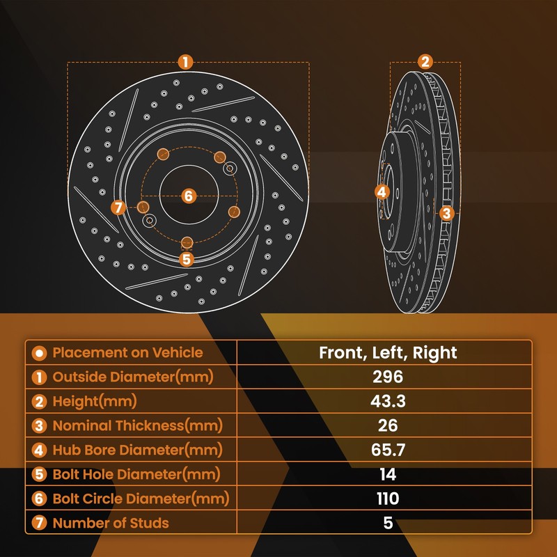 Front Drilled Disc Brake Rotors for Saturn Aura Cobalt HHR Malibu G5 G6 Pursuit gallery