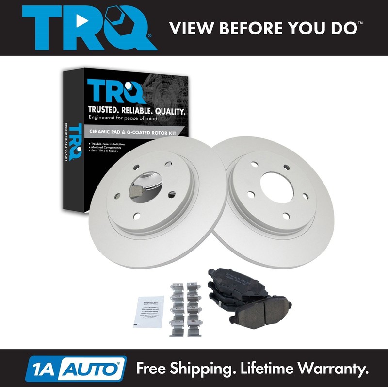 TRQ Rear Ceramic Brake Pads & G-Coated Rotor Kit for Chrysler Dodge Ram VW