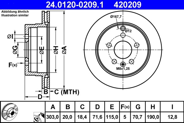 ATE 24.0120-0209.1 Brake Disc for Chevrolet, Opel, Vauxhall gallery