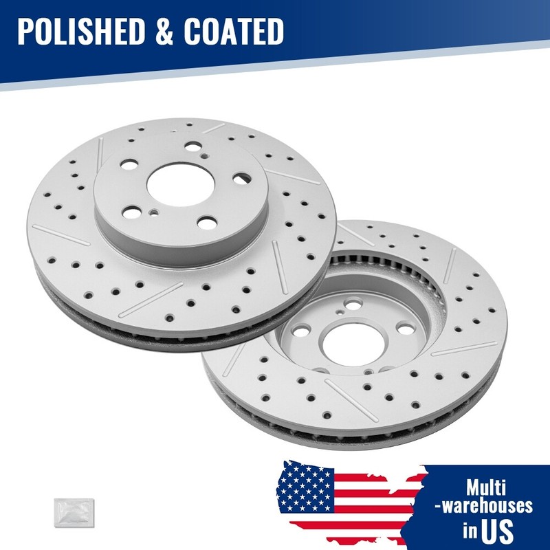 Front Drilled Disc Brake Rotors for Toyota Prius Plug-In 2010-2015 Lexus CT200H