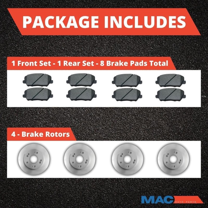 2013-18 Toyota Rav 4 Front & Rear Ceramic Brake Pad & Coated Rotors For LE 275mm gallery
