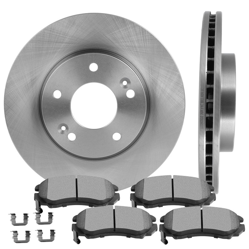 Front Brake Ceramic Pads + Solid Rotors For Hyundai For Sonata 2006-2010 L4 2.4L gallery