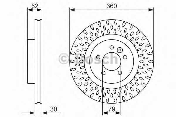 Bosch Brake Disc Front Diameter 360mm 79mm Vented 30mm 0986479578