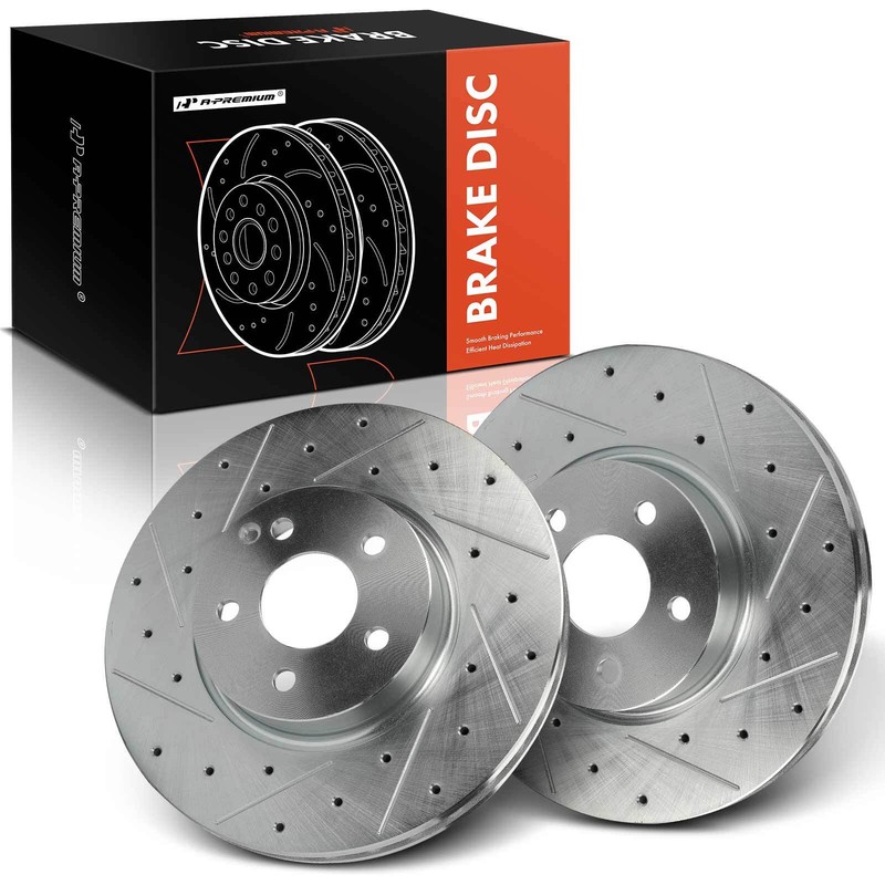 2x 322mm Front Side Drilled Brake Rotors for Mercedes-Benz C300 2008-2014 E350