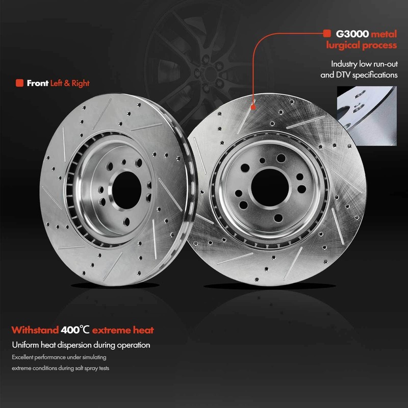 6Pcs Front Drilled Brake Rotor & Ceramic Brake Pad for Mercedes-Benz GL350 GL450 gallery