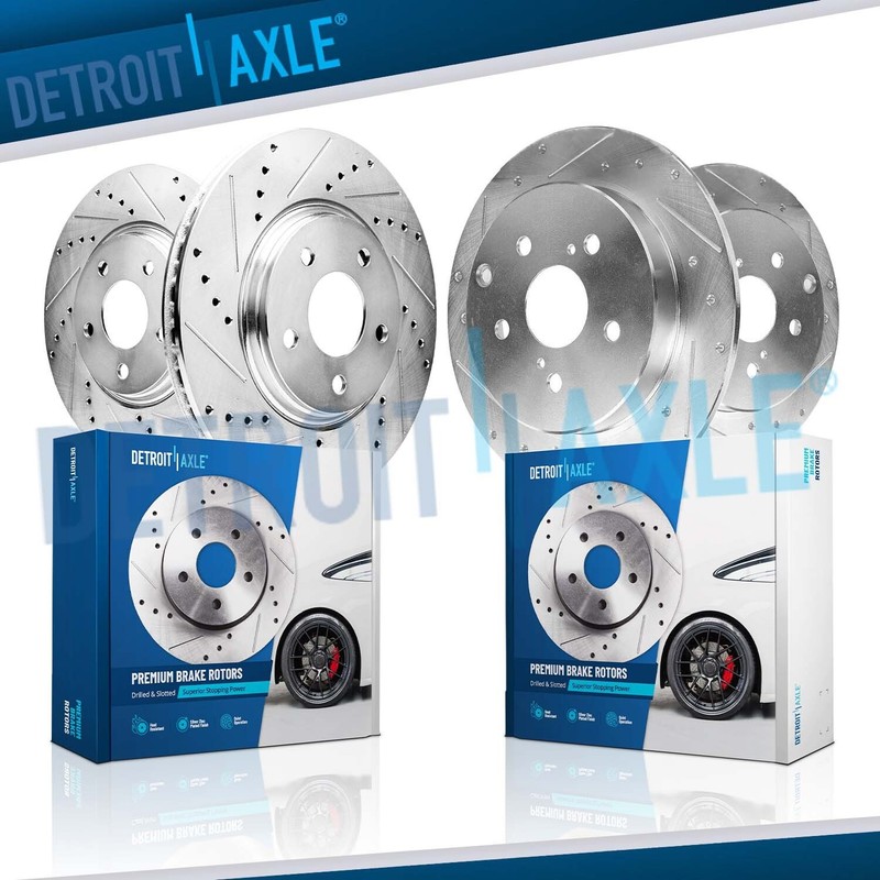 Front Rear Drilled and Slotted Brake Rotors Kit fit for 2012-2018 Toyota Prius V
