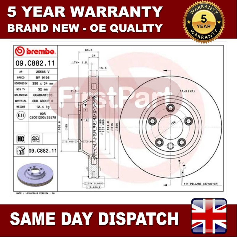 Fits Audi Q7 Porsche Cayenne VW Touareg Firstpart Front Brake Disc