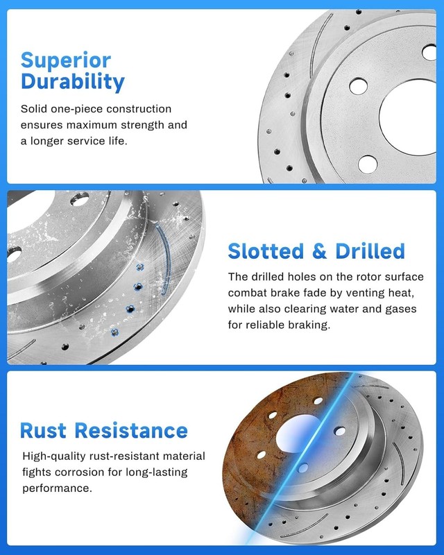 Front+Rear Drilled Rotor+Brake Pad for Jeep Grand Cherokee 11-18 Dodge Durango gallery