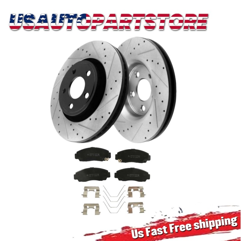 11.81 inch Front Drilled Slotted Rotors Brake Ceramic Pads For Acura Tsx 2014