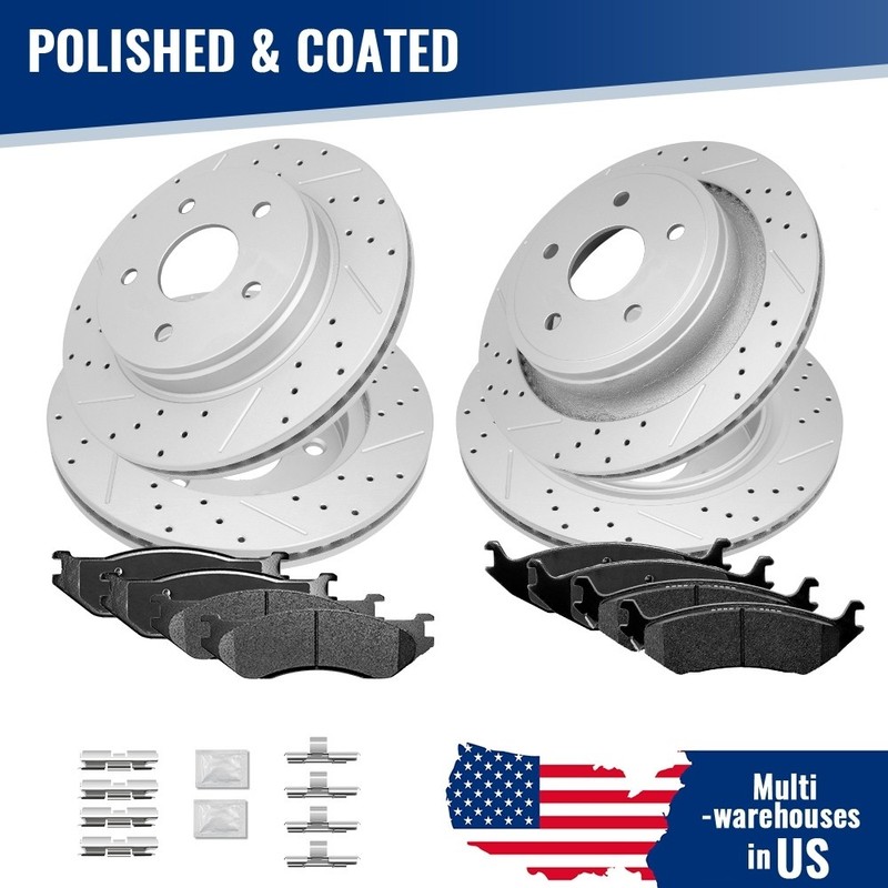 For Dodge Ram 1500 2002-04 2005 Durango Front Rear Brake Disc Rotors Brake Pads