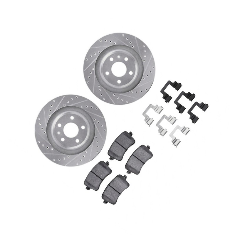 For Audi S5 2008-2017 Rotor Set | Silver | Drilled And Slotted Rotor Style gallery