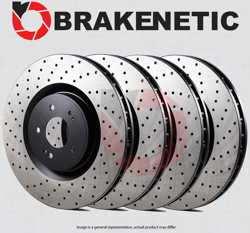 FRONT+REAR BRAKENETIC Premium Cross Drilled Brake Disc Rotors 50.34108.21
