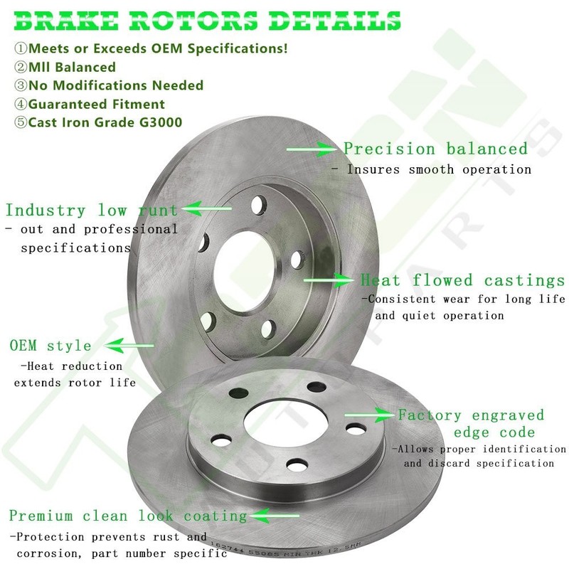 For 06-10 Chevy Impala 3.9L Chevy Monte Carlo 3.9L Brake Rear Disc Rotors gallery
