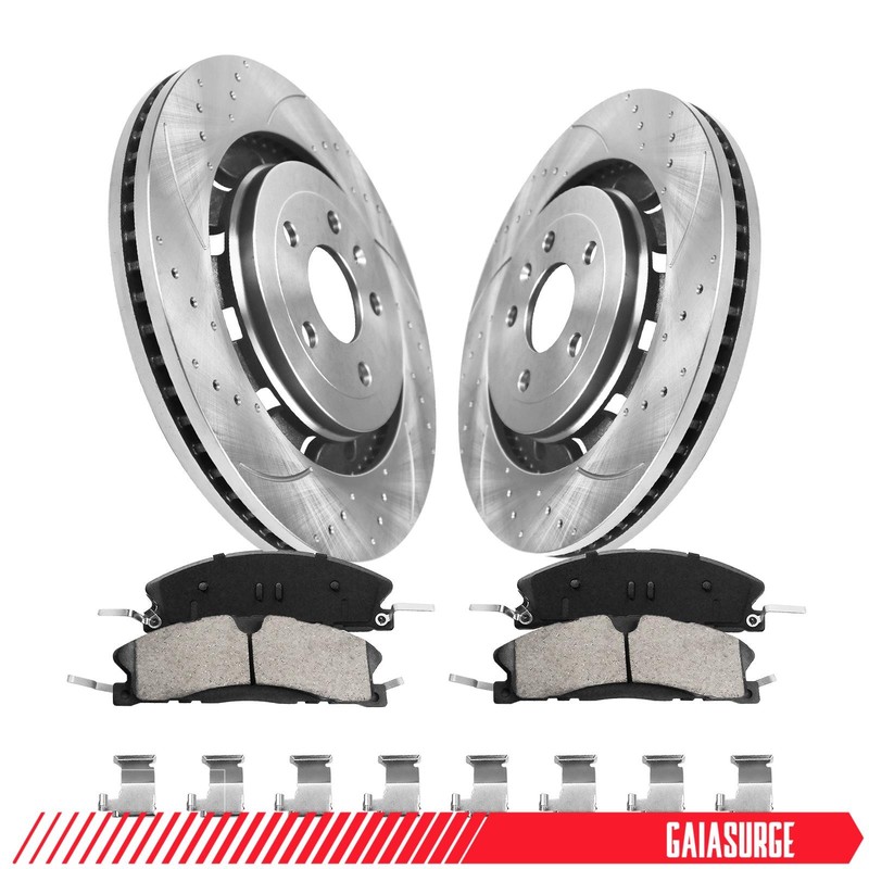 For Ford Explorer Flex Lincoln MKS MKT 352mm Front Drilled Rotors and Brake Pads