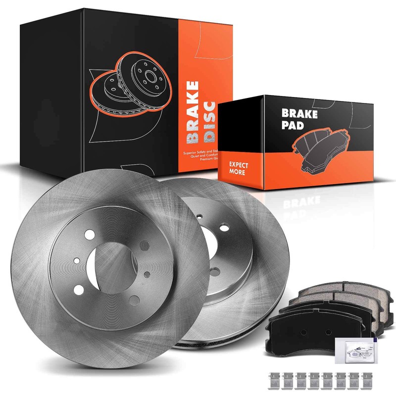 Front Disc Rotors & Ceramic Brake Pads for Mitsubishi Lancer 2002-2007 L4 2.0L