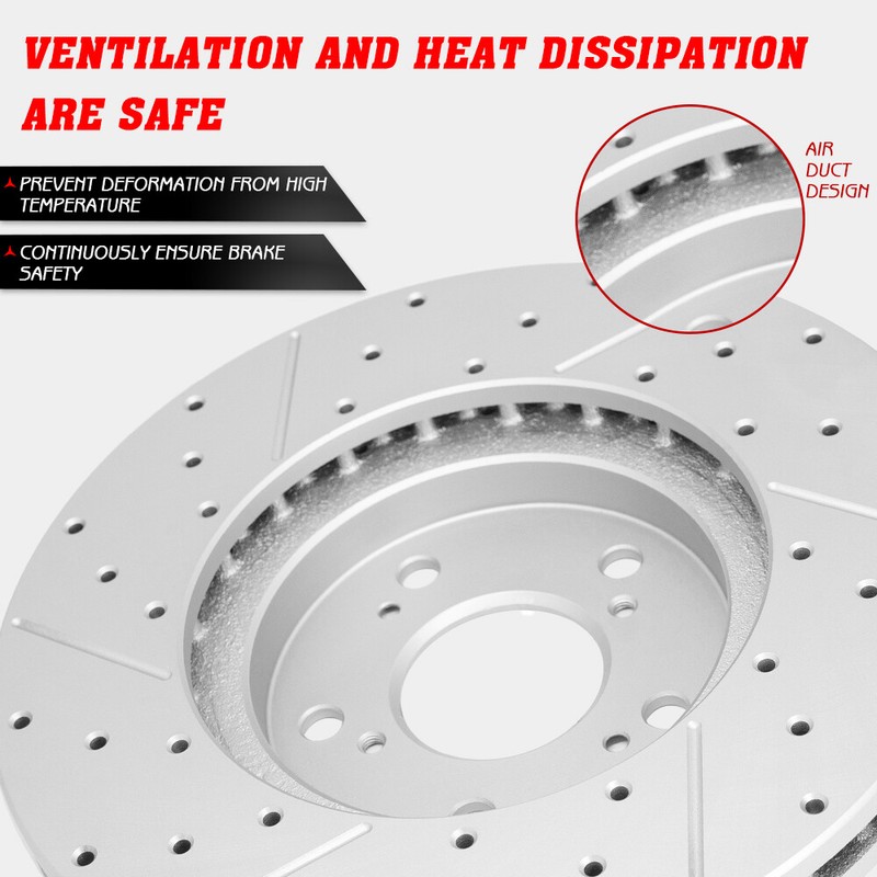 REAR Drilled Slotted Rotors + Ceramic Brake Pads for 2008-2013 Toyota Highlander gallery