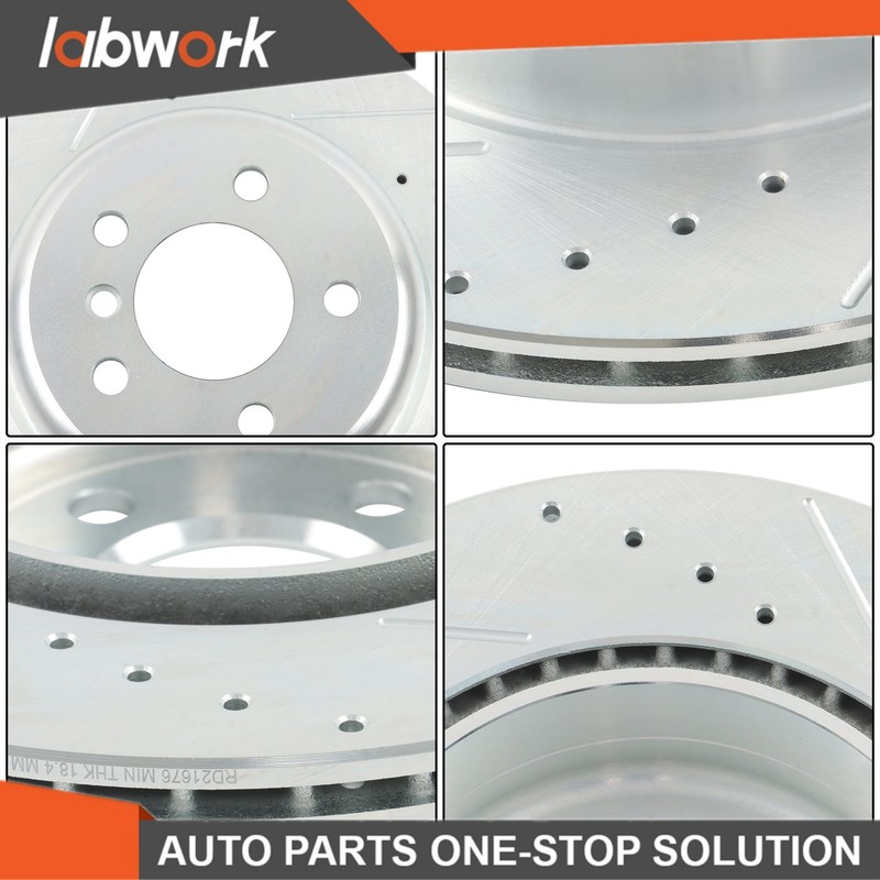 Labwork 6x Drilled Brake Rotor & Ceramic Brake Pad Rear For BMW F10 528i 535i gallery
