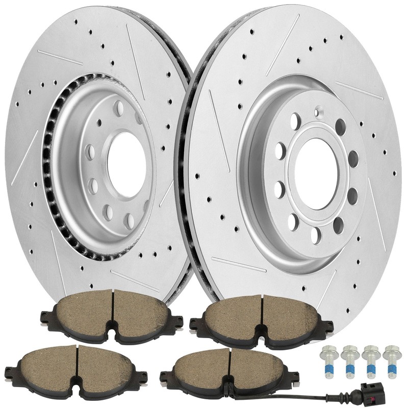 Front Brake Ceramic Pad Drill Slot Rotor For Volkswagen GOLF 2017 All Models gallery
