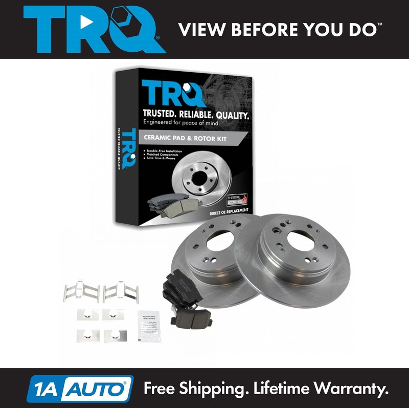 TRQ Rear Brake Pad & Rotor Kit Brake Rotor For 2002-2004 Honda CR-V