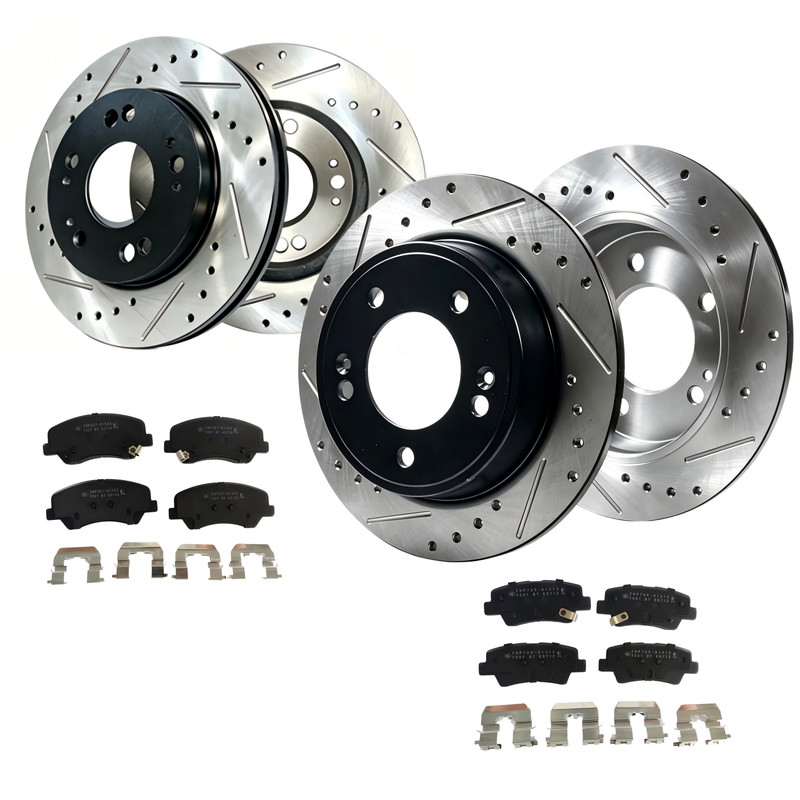 Front Rear Drilled Rotors Ceramic Brake Pads Fit Hyundai Elantra 2011-2012 1.8L