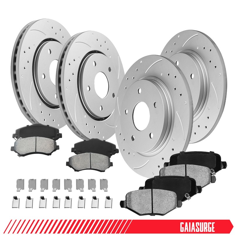 Front and Rear Rotors Ceramic Brake Pads for Dodge Grand Caravan Town & Country