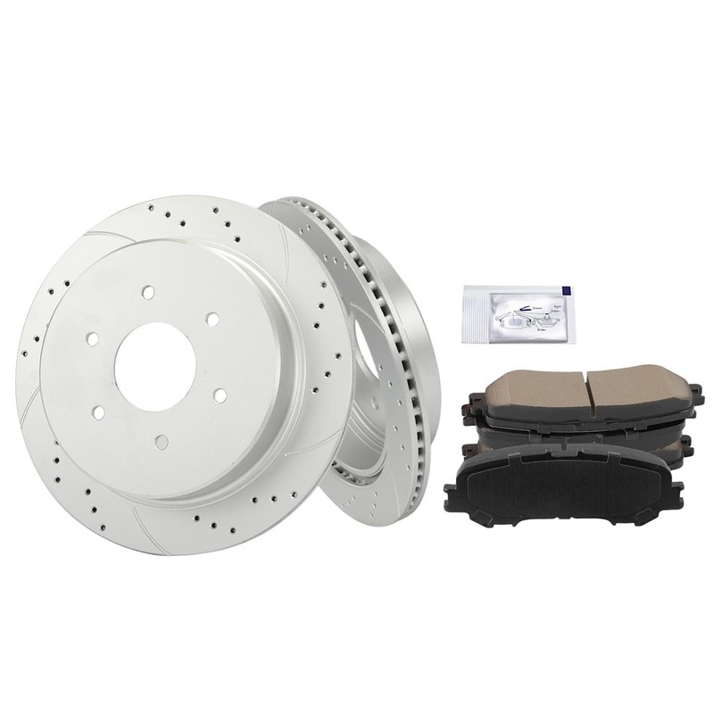 2-Wheel Set Brake Disc and Pad Kits Rear for Nissan TITAN 2017-2023