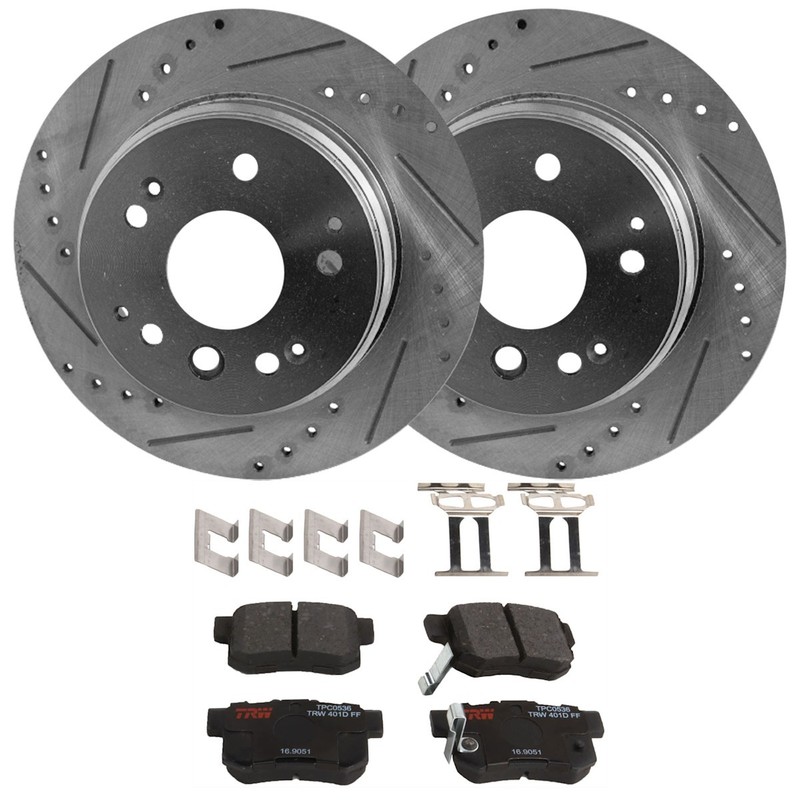 KIT-062924-47 TRW Brake Disc and Pad Kits 2-Wheel Set Rear for Honda Element TL