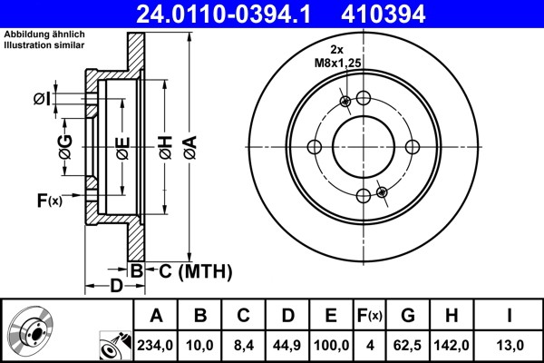ATE 24.0110-0394.1 Brake Disc for Hyundai