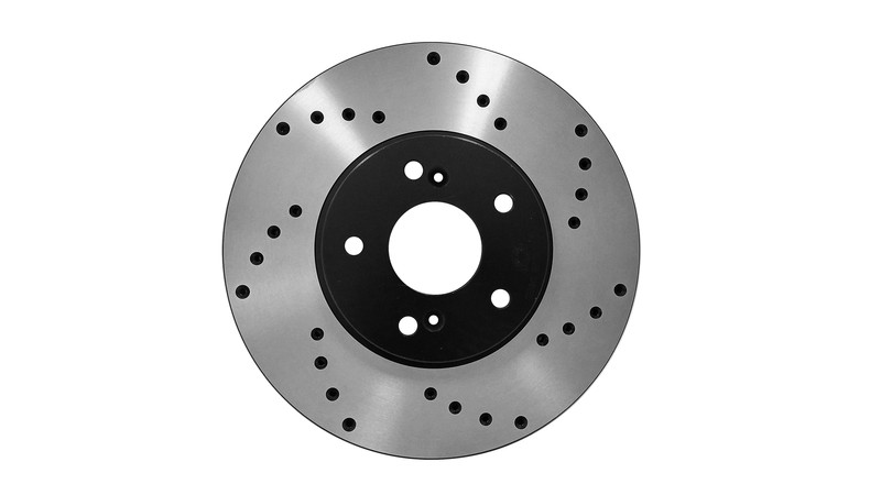 [Front E-Coat Drilled Brake Rotors Ceramic Pads] Fit 11-16 Volvo S60 316mm