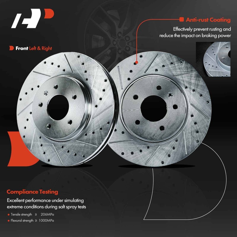 Front Drilled Brake Rotors & Ceramic Brake Pad for Cadillac STS 2009-2011 5 Lug gallery