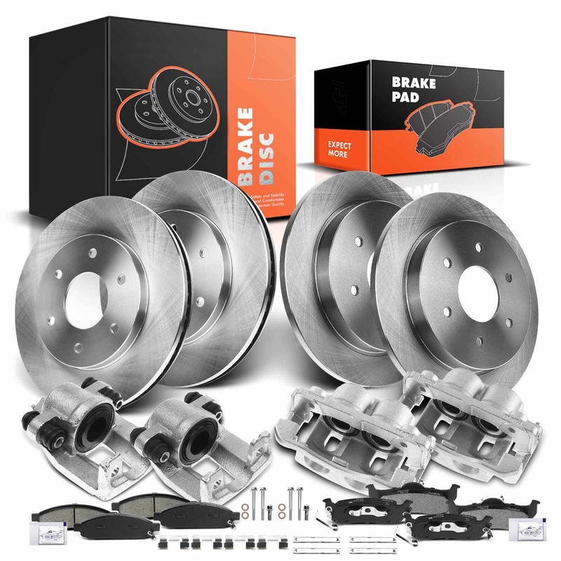 Disc Brake Rotor & Pads + Brake Caliper for INFINITI QX56 Armada Front & Rear
