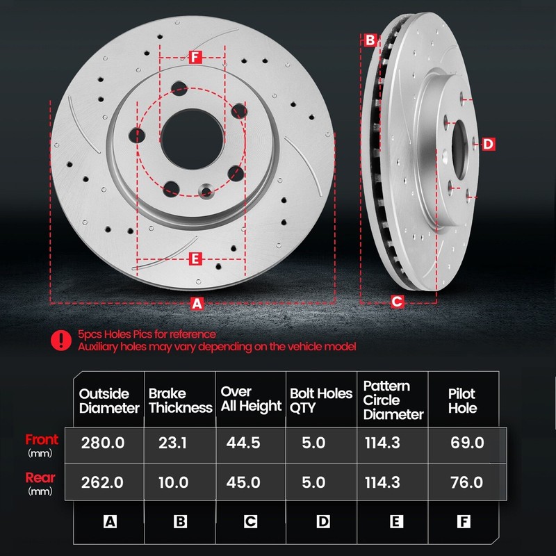 Front Rear Drilled Rotors Brakes Pads for Hyundai Elantra Veloster GT Kia Forte5 gallery
