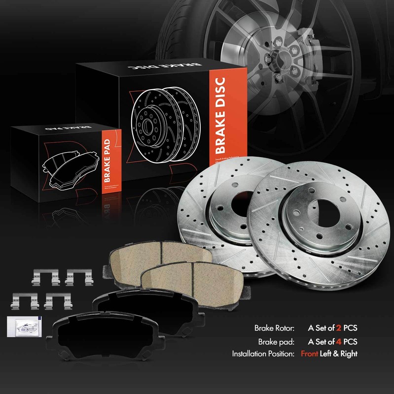 6pcs Front Left & Right Drilled Brake Rotor & Brake Pad for Mazda CX-5 2016-2021 gallery