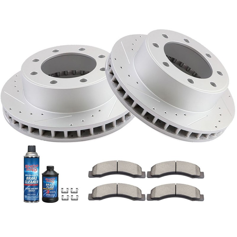 13in. (331mm) Front Disc Rotors + Brake Pads for Ford F-350 F-250 Super Duty 4×4